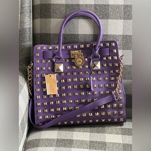 Authentic Michael Kors Vintage Purple Studded Satchel Tote! NWT - RARE